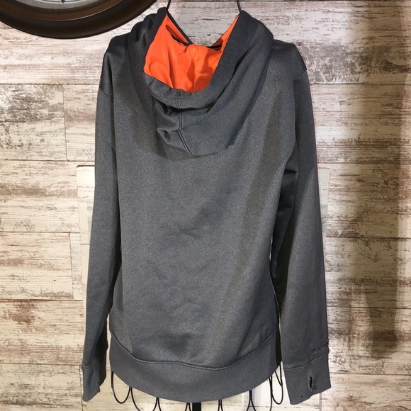 Under Armour cold gear hoodie orange and gray sweatshirt size medium thicker​​ - Picture 7 of 7